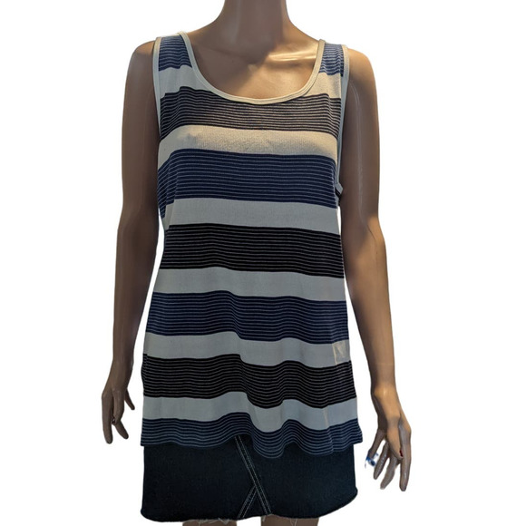 NEW Lane Bryant Plus Size 22W Striped Sweater Tank Swank Top Blues White Office - Picture 1 of 9